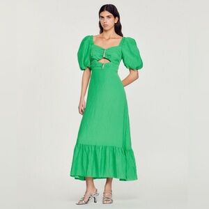 SANDRO Falbala Crystal Embellished Cut Out Dress